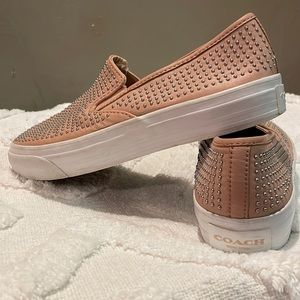Women’s Coach Maggie studded leather slip-on.Size 7B, never worn!